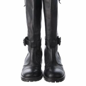 Burberry Moto Combat Knee High Boots Black 38 EUC